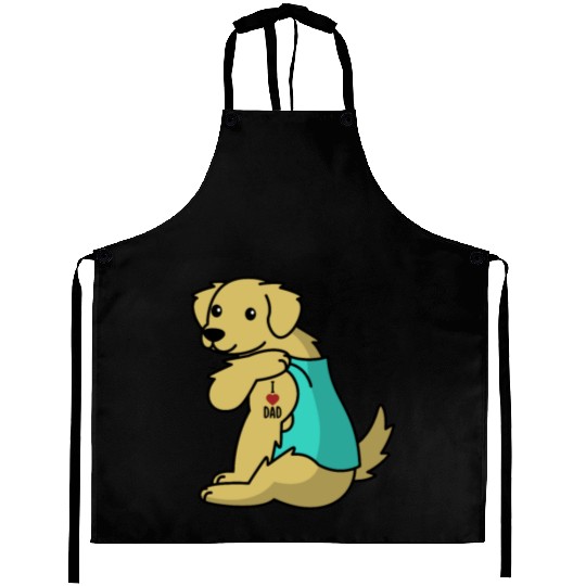I Love Dad Golden Retriever Aprons