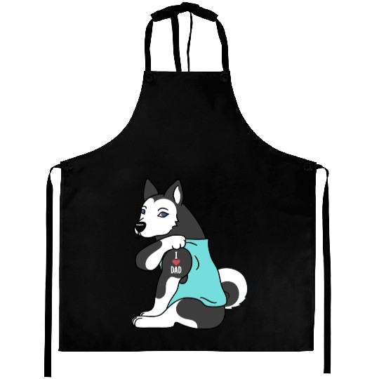 I Love Dad Husky Aprons