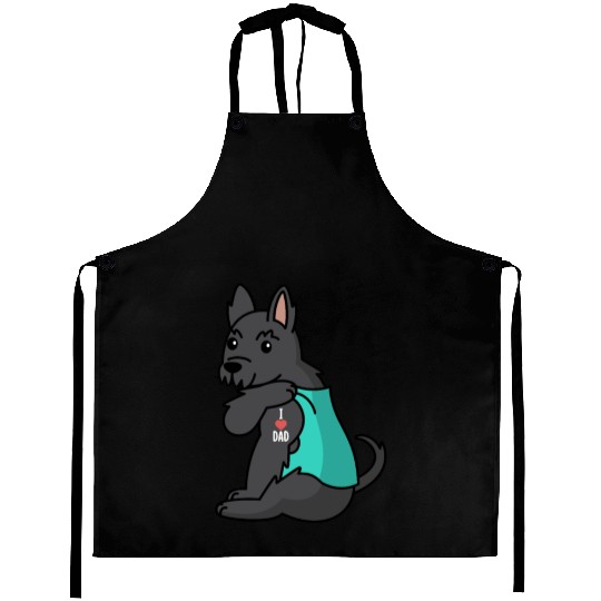 I Love Dad Scottish Terrier Aprons