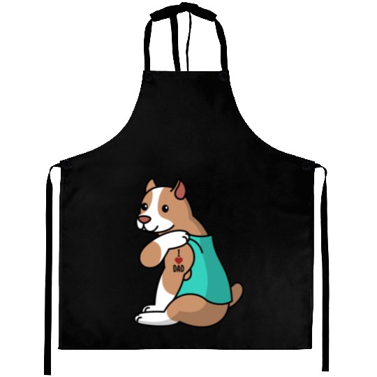I Love Dad Pit Bull Aprons