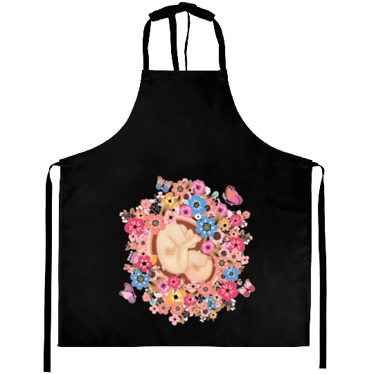 Midwife Flowers Butterfly Baby Doula Aprons