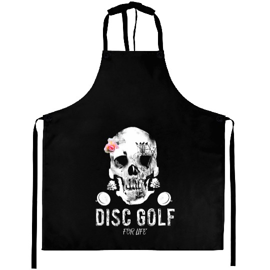 Skull Disc Golf For Life Aprons Funny Frolf Frisbee