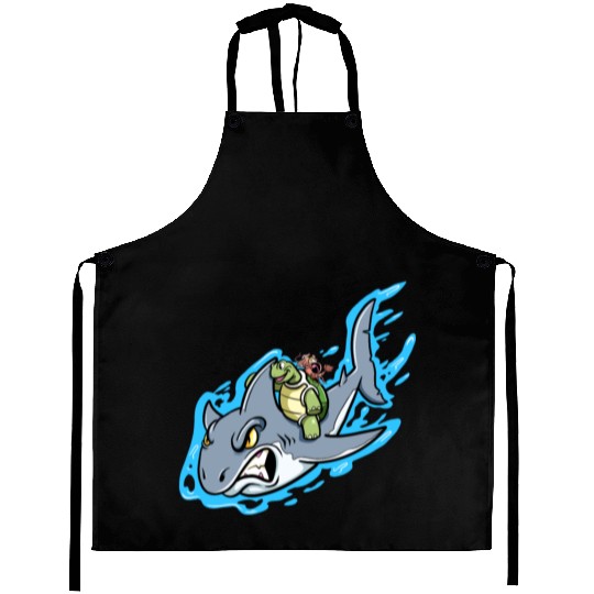 Shark Swims With Turtle And Crab Aprons