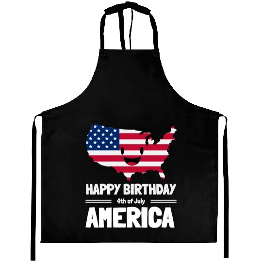 Happy Birthday America 4th of July American Flag Aprons