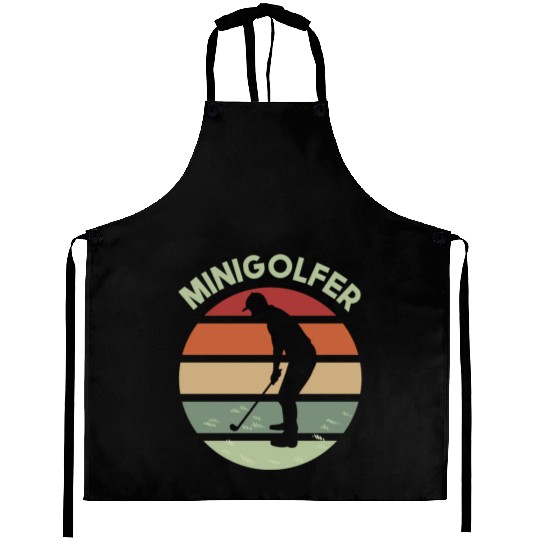 Minigolfing sunrise logo design with golfer Aprons