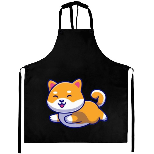 Cute Shiba Inu Dog Running Aprons