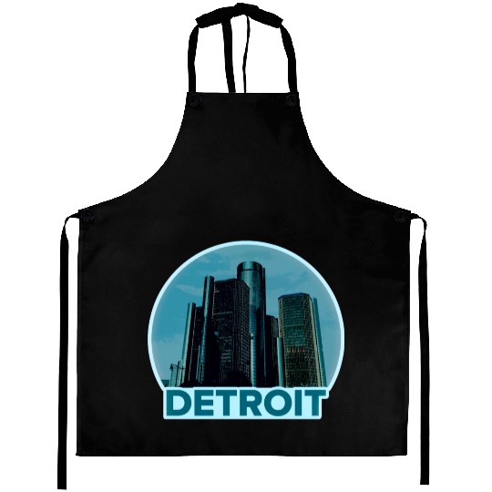 Detroit Michigan Skyline Aprons
