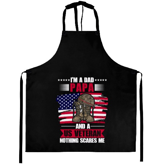 US Veteran Dad American Flag Patriotic Aprons