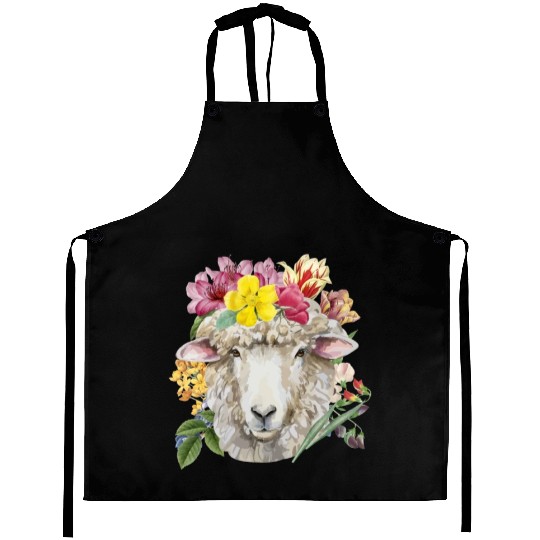 Floral Sheep Spring Nature Farm Sheep Lovers Aprons