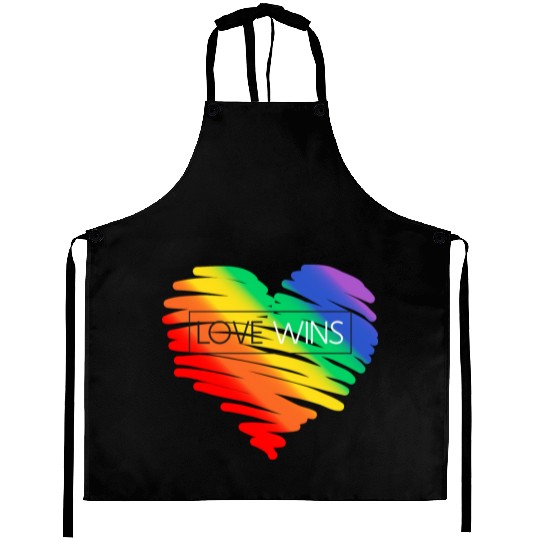 LGBT Rainbow Heart Love Wins Gay Lesbian Trans Bi Aprons