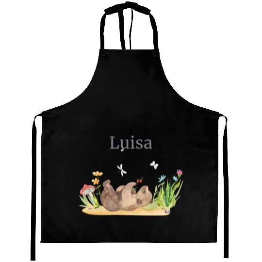 Forest Animal Bear Flowers Name David Aprons