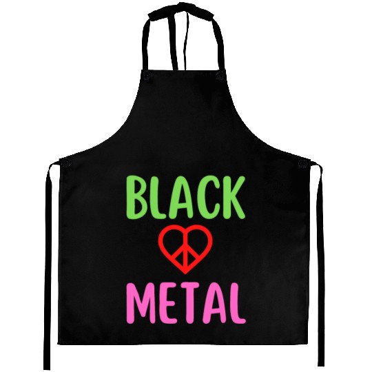 Black Metal Peace Love Symbol Aprons