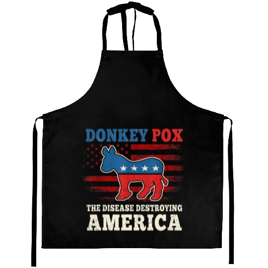 Donkey Pox The Disease Destroying America US Flag Aprons