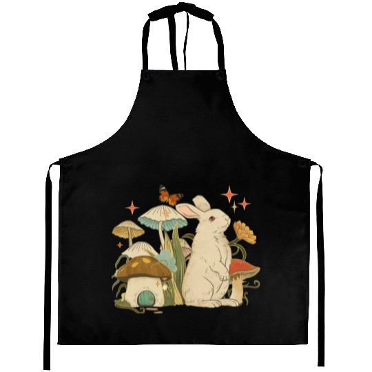 Cottagecore with bunny, mushrooms and butterfly Aprons