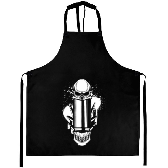 Bullets and Skull Roses Aesthetic Dripping Pattern Aprons