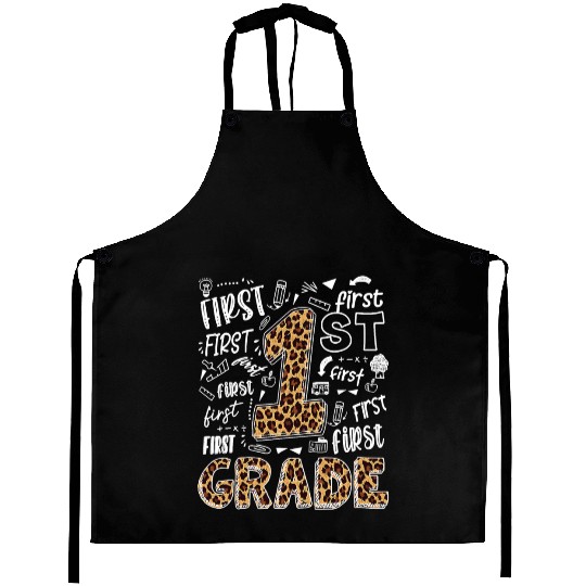 Leopard Print 1st Grade Teacher Kids Back to Aprons