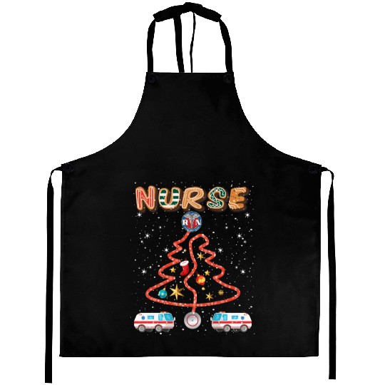 Stethosope Christmas Pine Tree Registered Nurse Aprons