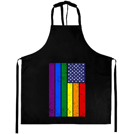 LGBTQIA+ American Flag Pride Aprons