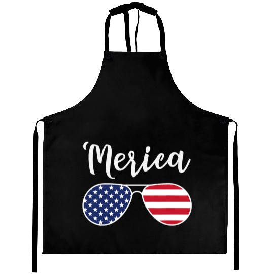 Merica Red Whie And Blue Stars Stripes Sunglasses Aprons