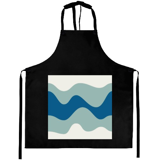 Ocean Waves Pattern - Blue and White Aprons