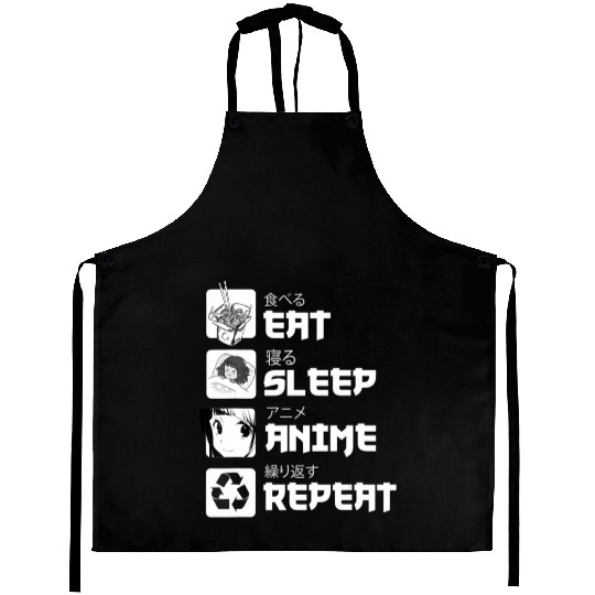 Awesome Anime Eat Sleep Anime Repeat Teenager Aprons