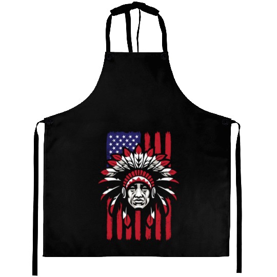 Native American Chief US Flag Indian Aprons