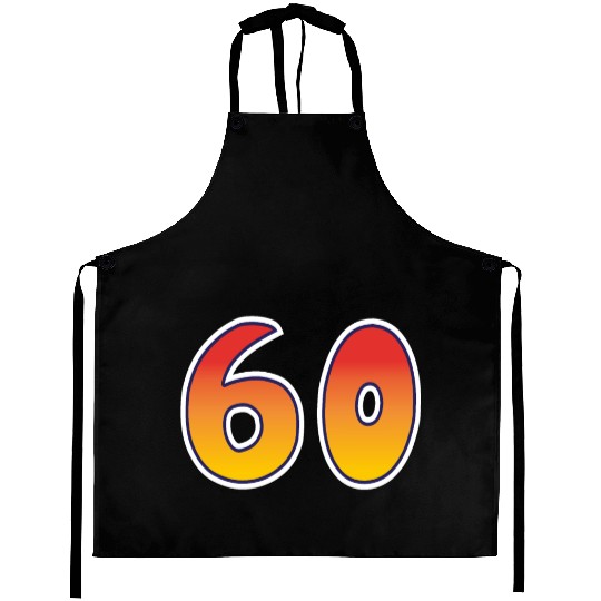 Number 60 Red - Orange Design Aprons