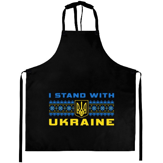 I STAND WITH UKRAINE BLUE-YELLOW Aprons