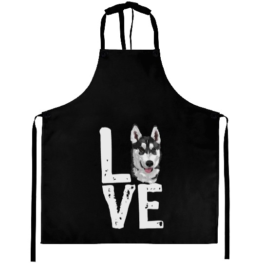 LOVE HUSKY DOGS Aprons
