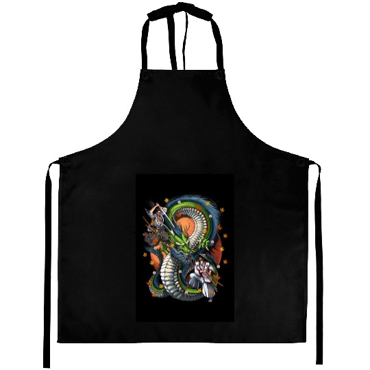 Japanese Dragon Samurai Warrior Battle Aprons