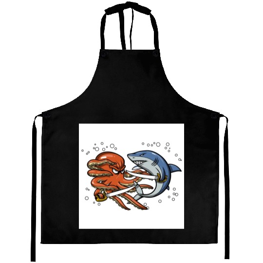 Octopus Shark Pirate Battle Aprons