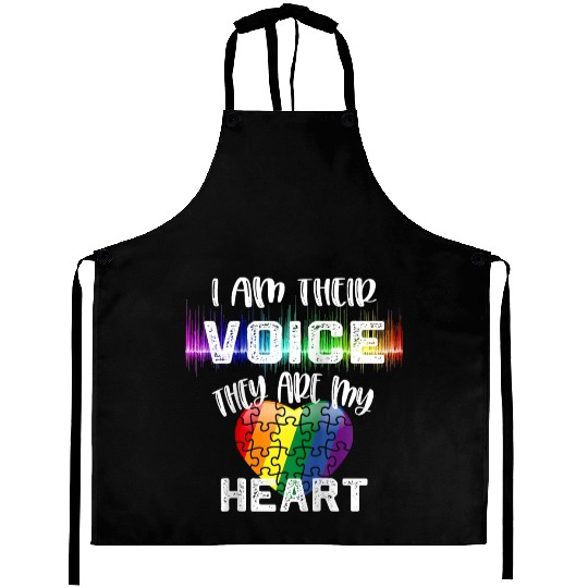 Autism Teacher I Am Their Voice They Are My Heart Aprons