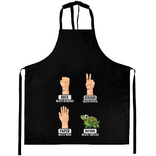 Rock Paper Scissors Nothing Beats Turtles Funny Tu Aprons