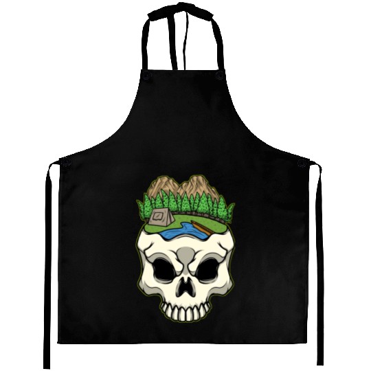 Skeleton Head Camp Campsite Camper Camping Aprons