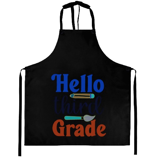 Hello third grade back to school perfect gift idea Aprons