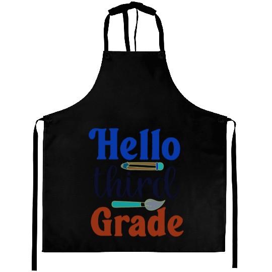 Hello third grade back to school perfect gift idea Aprons