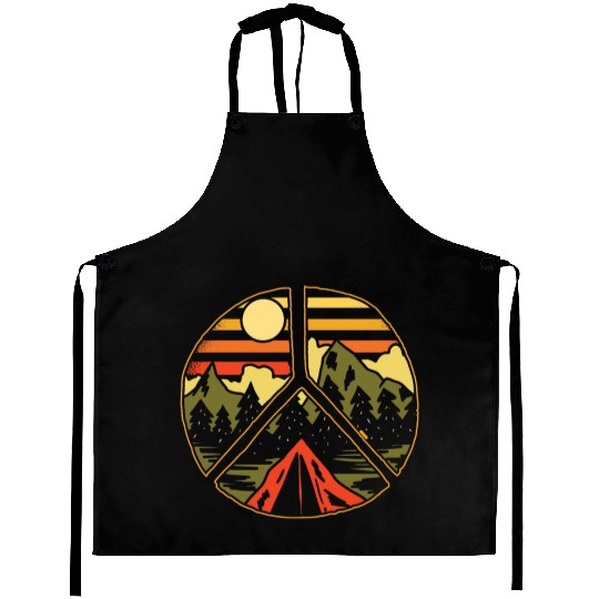 Hiking Outdoors Peace and Love Aprons