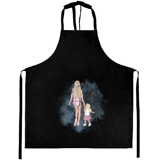 mother and daughter with love Aprons