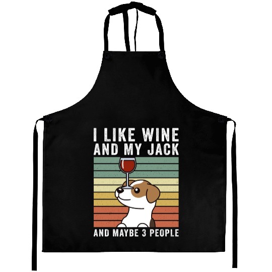 I Like Wine And My Jack Russell Terrier Aprons