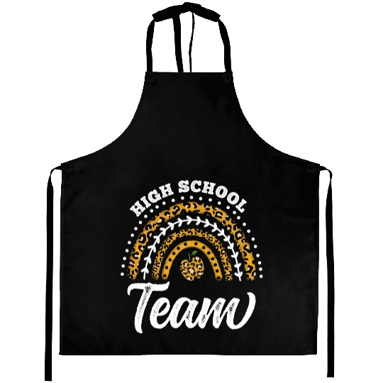 High School Team Leopard Rainbow Back To School Aprons