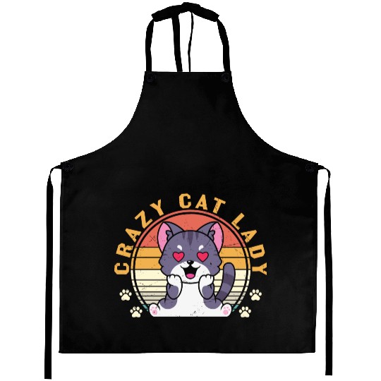 Crazy cat Lady Aprons