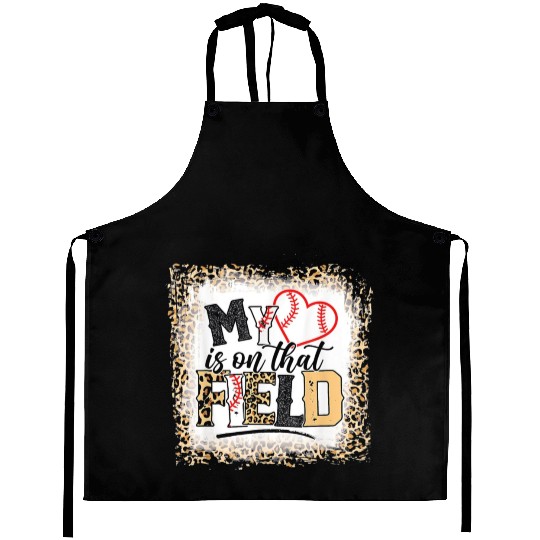 Bleached Leopard Baseball Mom Aprons