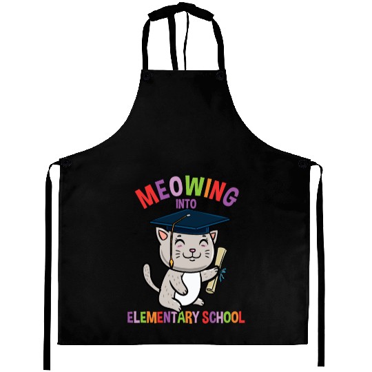 Moewing Into Elementary School Cat Back To School Aprons