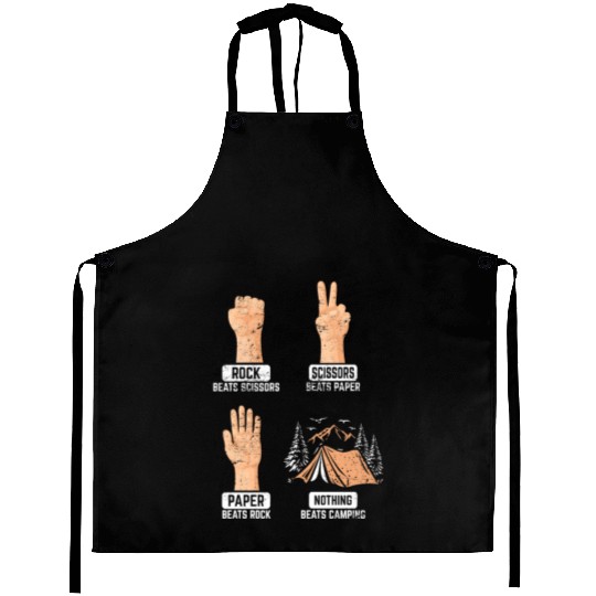 Rock Paper Scissors Nothing Beats Camping Funny Ca Aprons