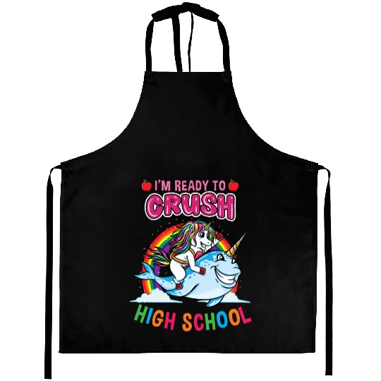 Im Ready To Crush High School Unicorn Girls Aprons
