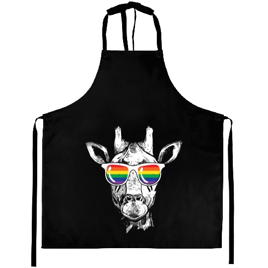LGBT Giraffe Laugh Gay Lesbian Animal Lover Gift Aprons