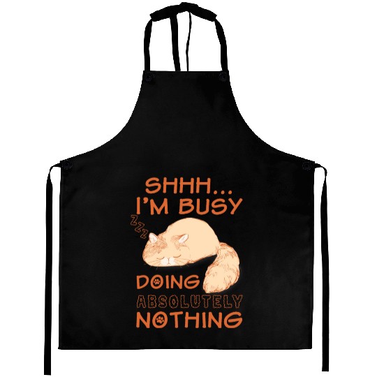 Lazy cat quote funny relax with cat Aprons