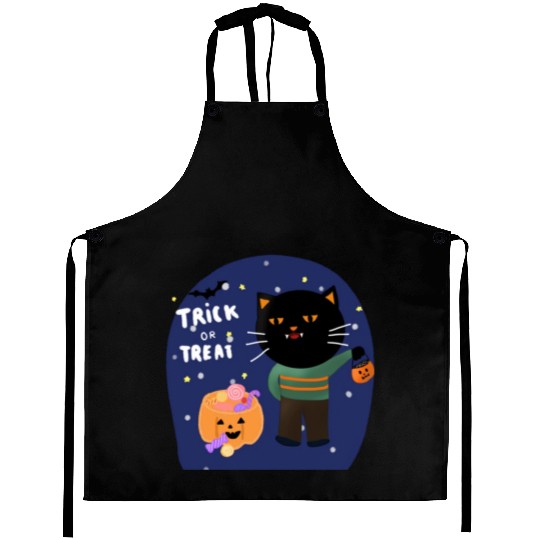 Trick or Treat cartoon design Aprons