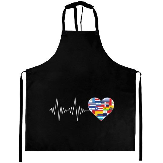Hearts Beat Spanish Flags Hispanic Heritage Month Aprons