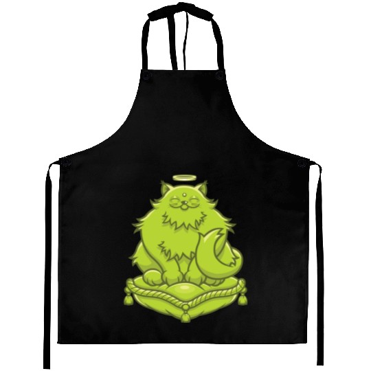 Green Buddha Cat Aprons